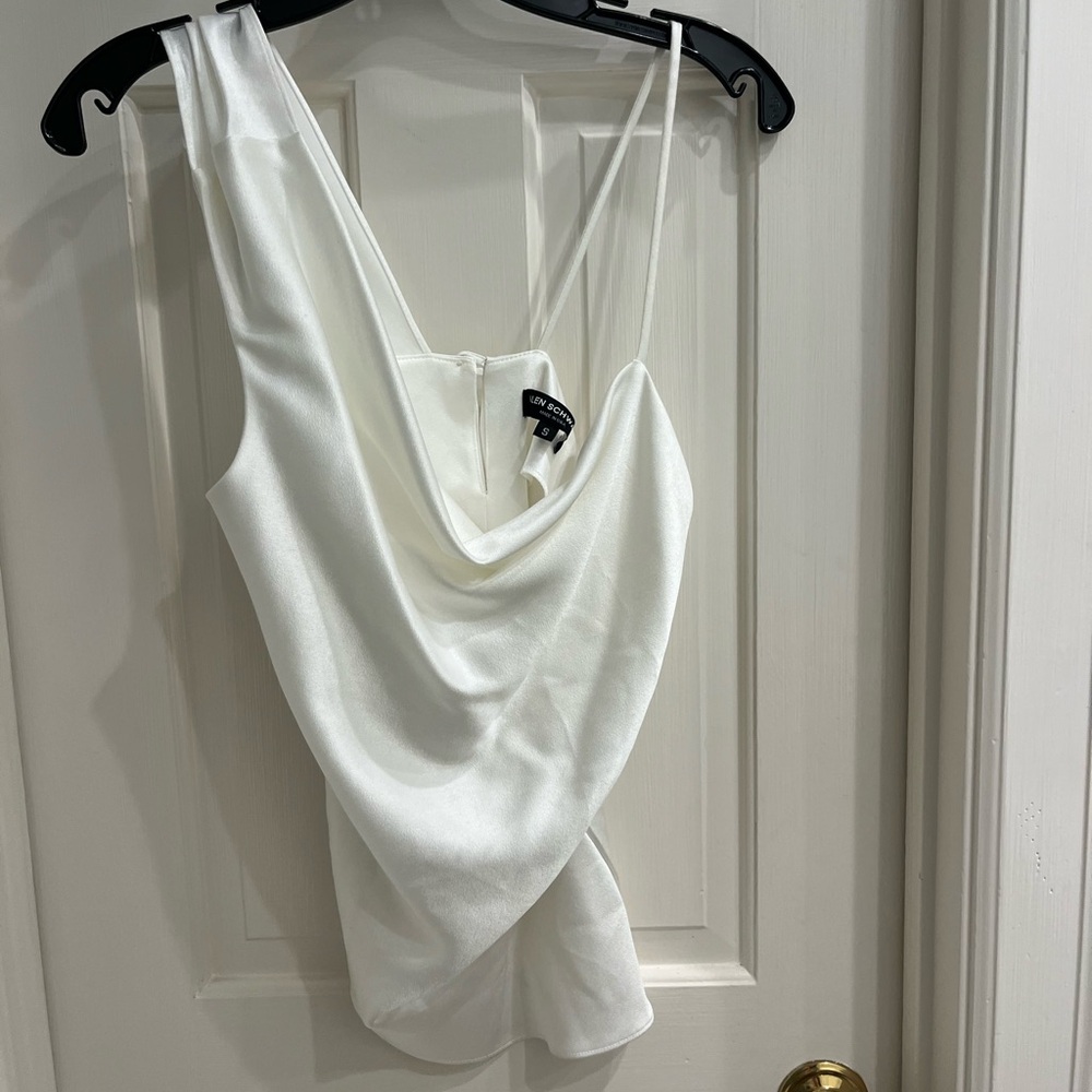 White Cowl Neck Sleeveless Top